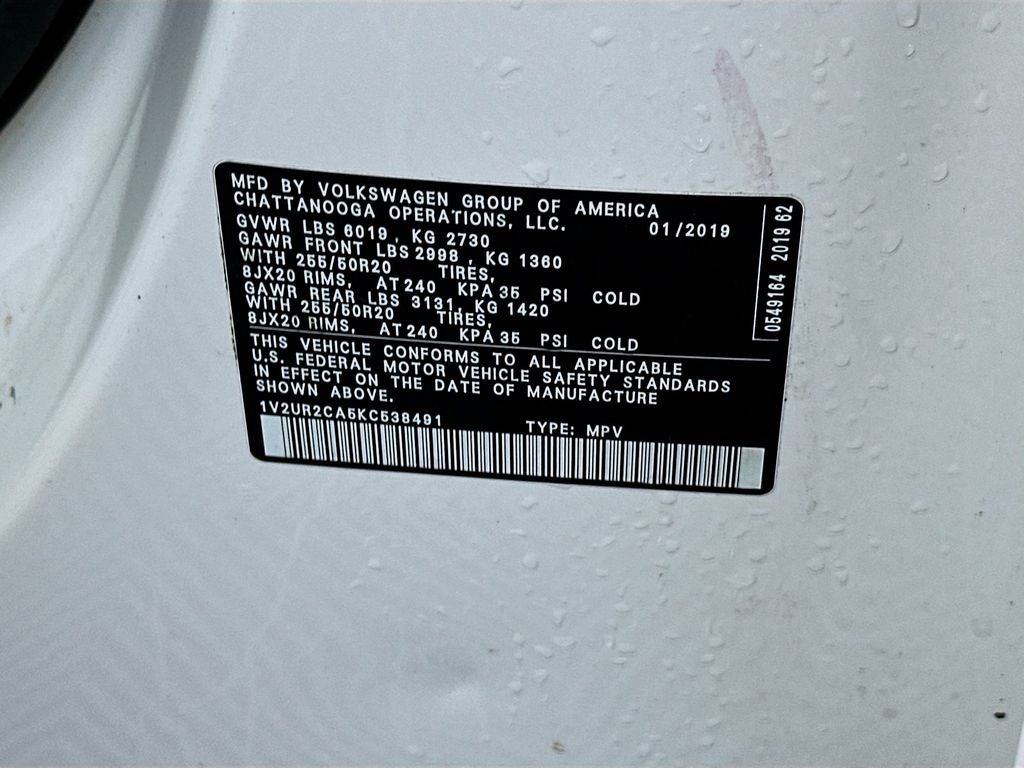 2019 Volkswagen Atlas 3.6L V6 SE w/Technology