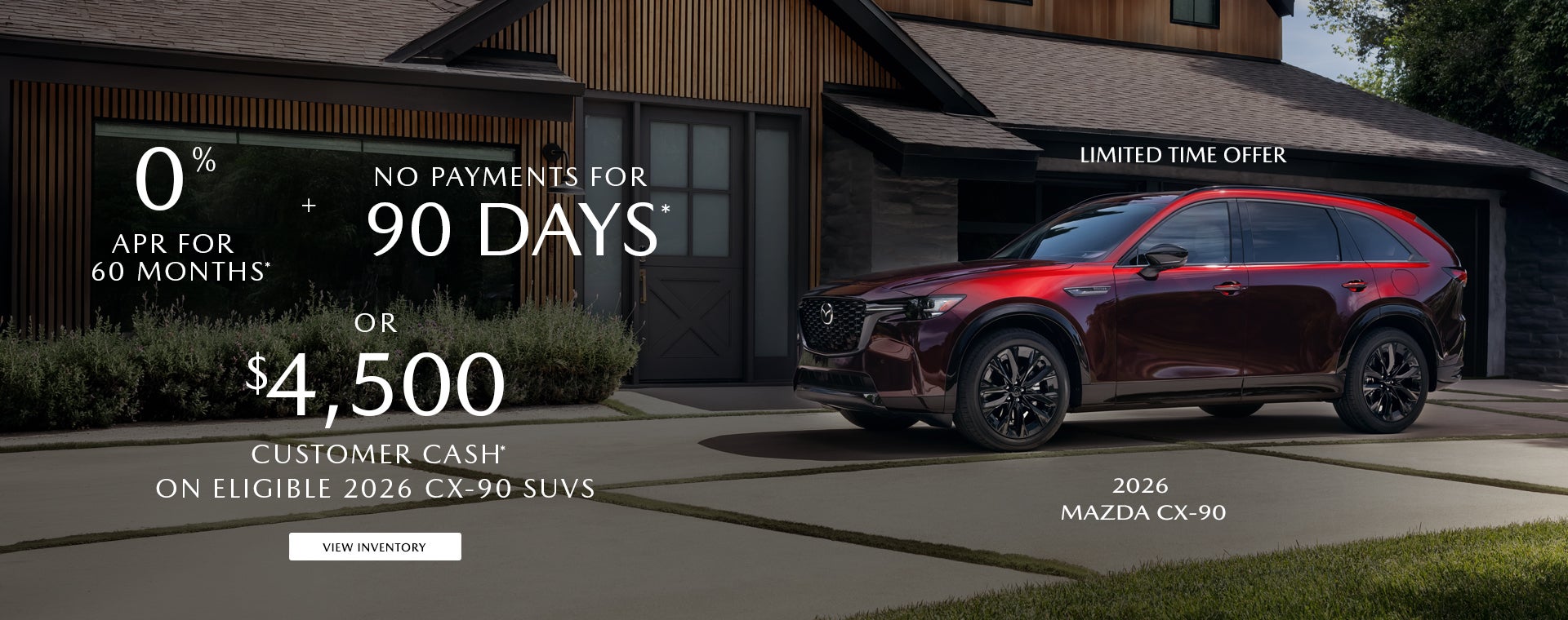 0% APR FOR 60 MONTHS + NO PAYMENTS FOR 90 DAYS